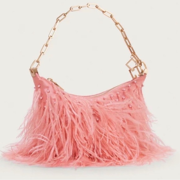 CULT GAIA Pink Ostrich Feather Purse - Picture 7 of 7